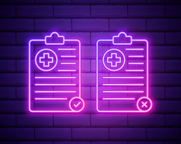 Glowing neon line medical clipboard with clinical vector image