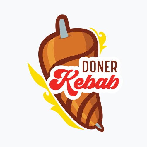 Doner kebab label colorful detailed Royalty Free Vector