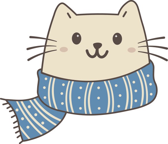 Cute cat with winter scarf Vector Image