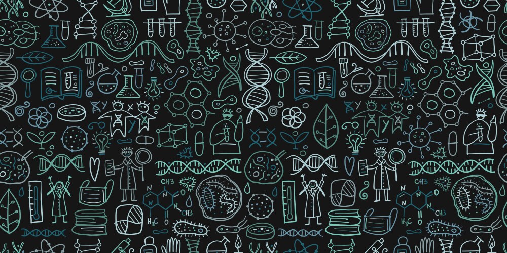 genetics and chemistry biology seamless pattern vector image vector image