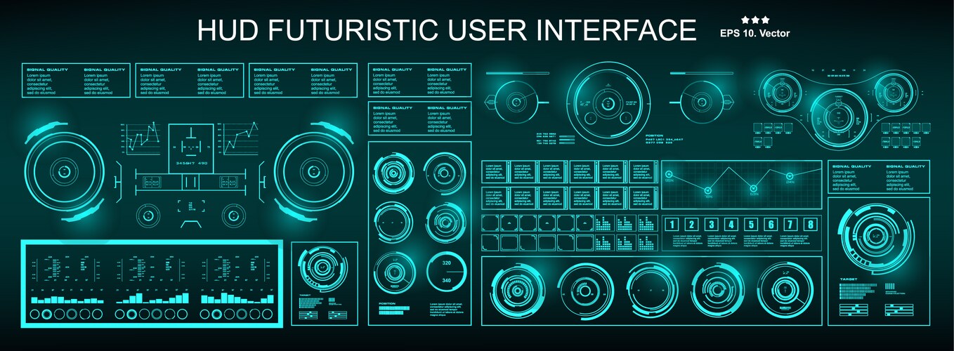 Futuristic HUD Interface Elements – Royalty-Free Vector | VectorStock