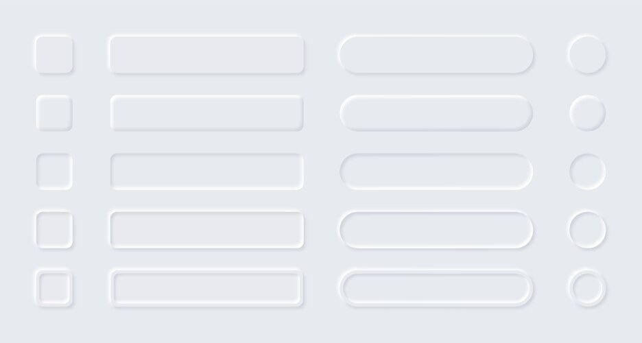 Neomorphic UI Buttons - Minimal Web Layout vector image