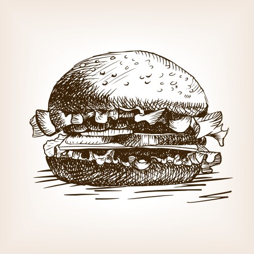 Hand Drawn Burger Sketch Vector Image