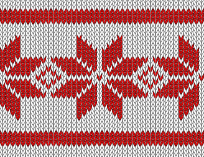 Red knitted background with hearts Royalty Free Vector Image
