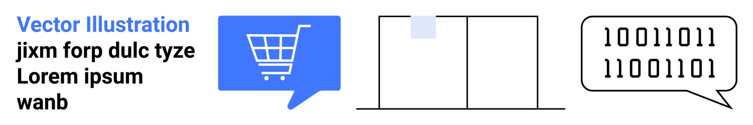 E-commerce data analysis binary code simplified vector image