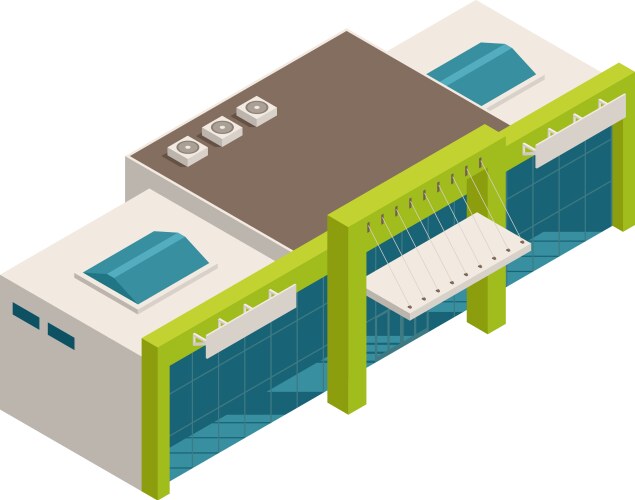 School building isometric 3d pixel design icon Vector Image