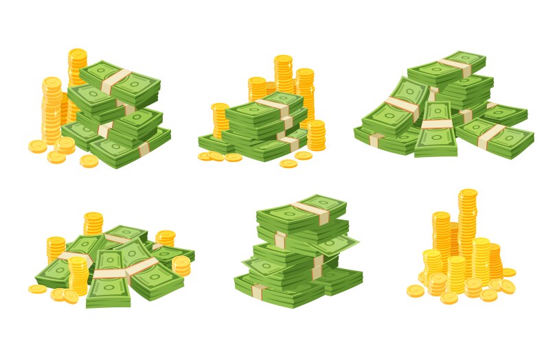 Money Stacks - Cash & Coins Vector Image