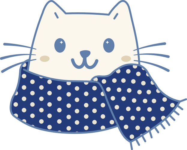 Cute cat with winter scarf Vector Image