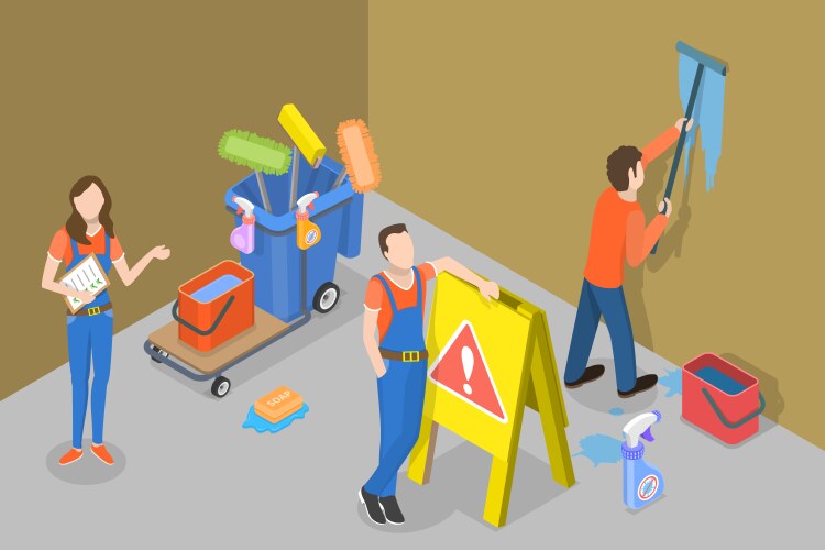 Spring cleaning isometric composition Royalty Free Vector