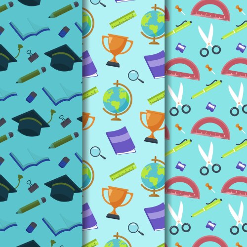 Cartoon back to school pattern collection Vector Image