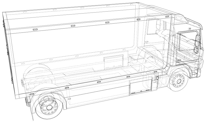 Commercial cargo van isolated wire-frame Vector Image