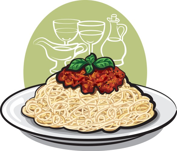 With bolognese pasta Royalty Free Vector Image
