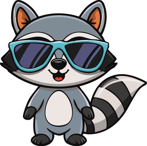 Cute cartoon raccoon wearing sunglasses Vector Image