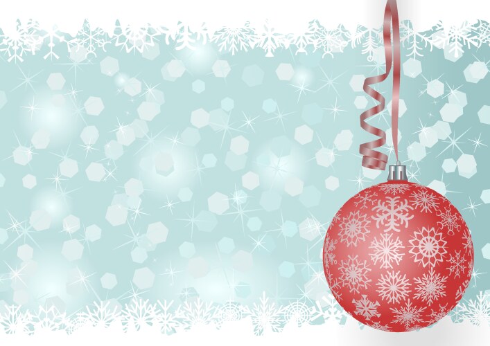 Silver christmas background with red ball Vector Image