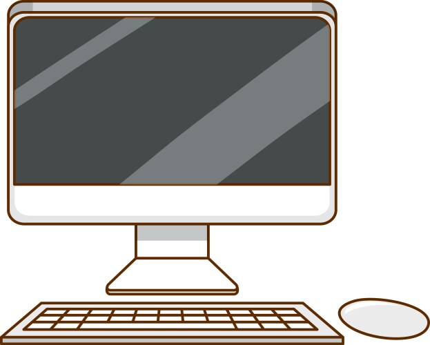 Computer set with keyboard and display on white vector image