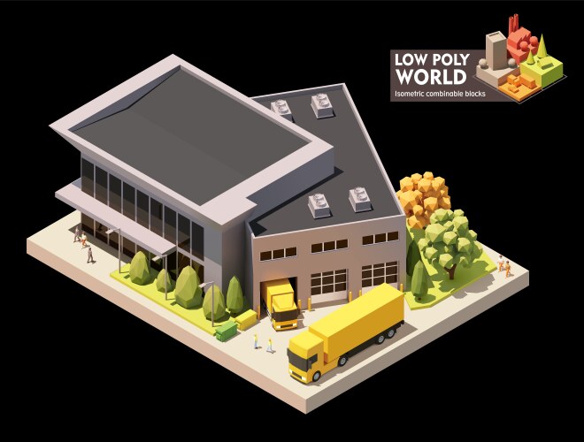 Isometric warehouse building Royalty Free Vector Image