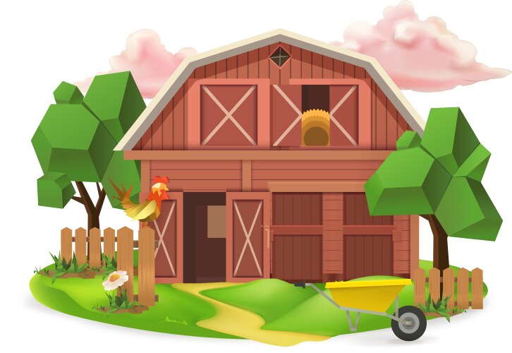 Farm rural landscape set Royalty Free Vector Image
