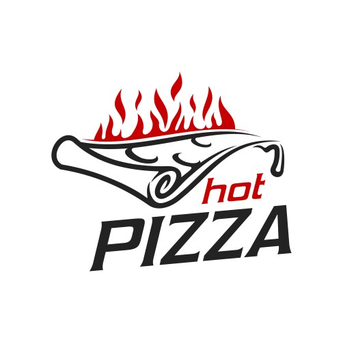 Pizza Flame Icon - Italian Restaurant Vector Image