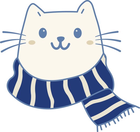 Cute cat with winter scarf Vector Image