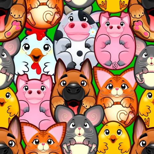 Cat and dog seamless pattern cute cartoon style Vector Image