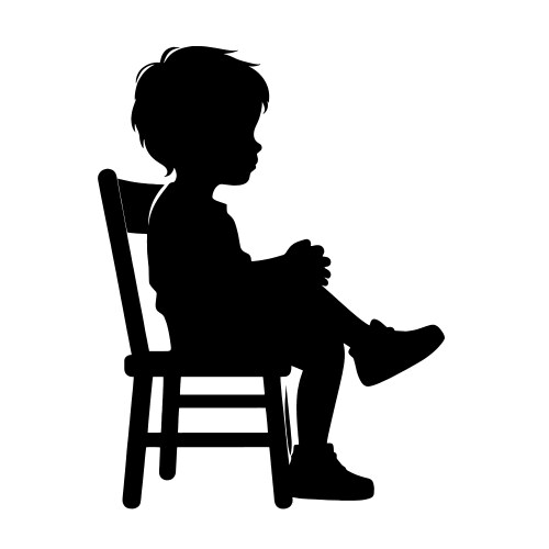 Child sitting on chair silhouette Vector Image