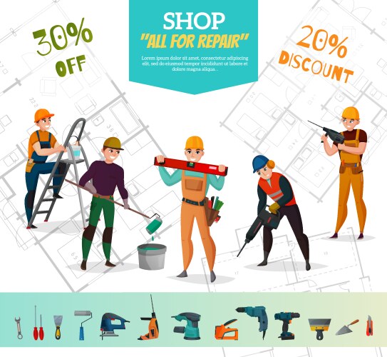 Professional construction workers Royalty Free Vector Image