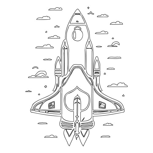 Space shuttle outline sketch Royalty Free Vector Image