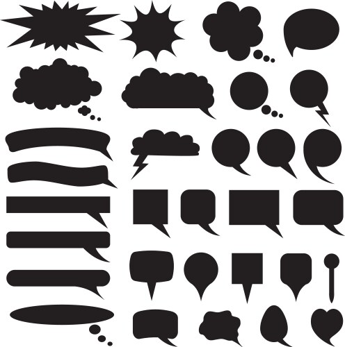 Speech bubble black silhouette icons set Vector Image