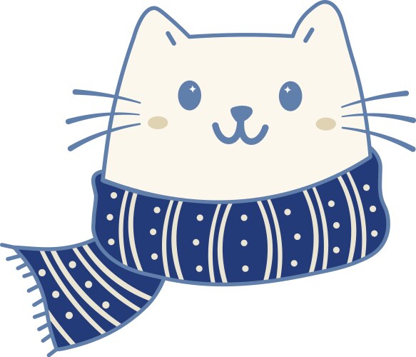 Cute cat with winter scarf Vector Image