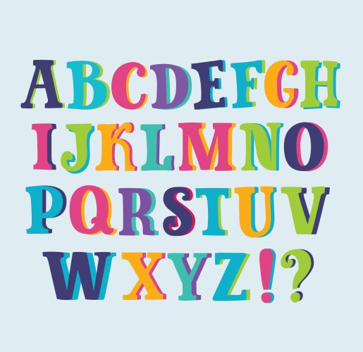 Colorful Shiny Alphabet Letters Vector Image
