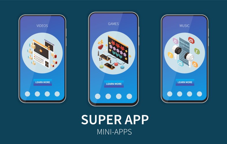 superapp isometric set vector