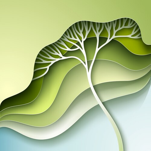 3d abstract background and paper cut shapes Vector Image
