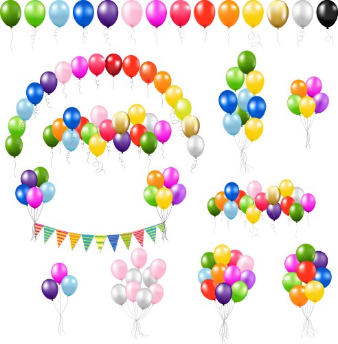 Balloons confetti and streamers background 0305 Vector Image