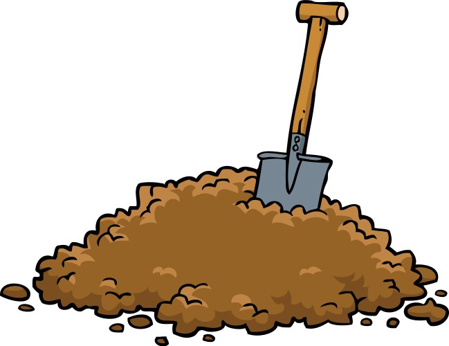 Shovel in Dirt Pile Vector Image