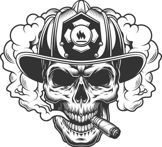 Skull in Smoke Helmet Vector Image