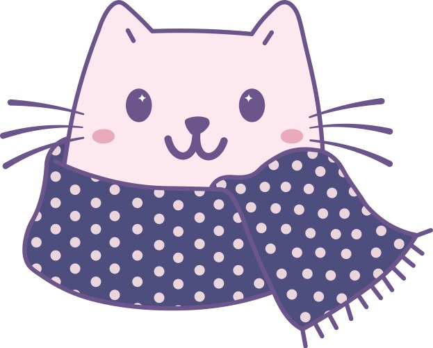 Cute cat with winter scarf Vector Image