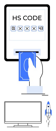 Hand inserting a card into device displaying hs vector image