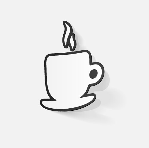 Paper clipped sticker coffee cup isolated Vector Image