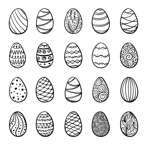 beautiful set doodle easter eggs isolated vector