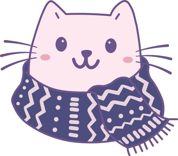Cute cat with winter scarf Vector Image