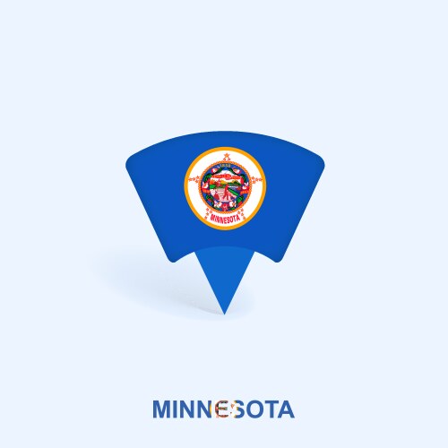 Minnesota flag map pointer design with shadow vector image