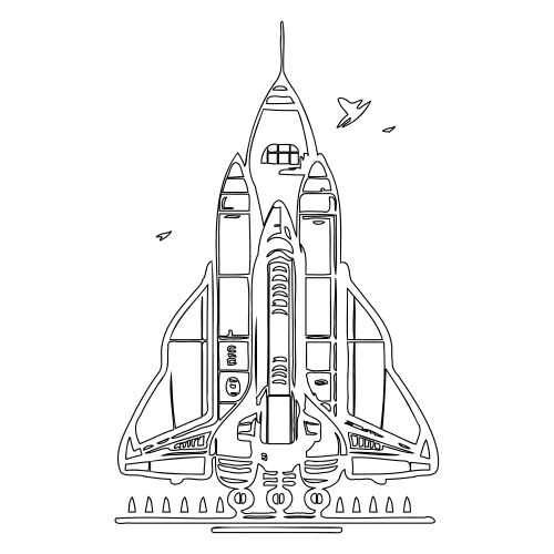Space shuttle outline sketch Royalty Free Vector Image