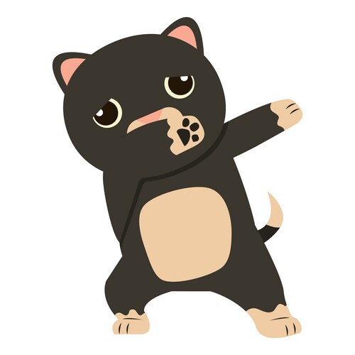 Cute cat dab dancing sign icon Vector Image
