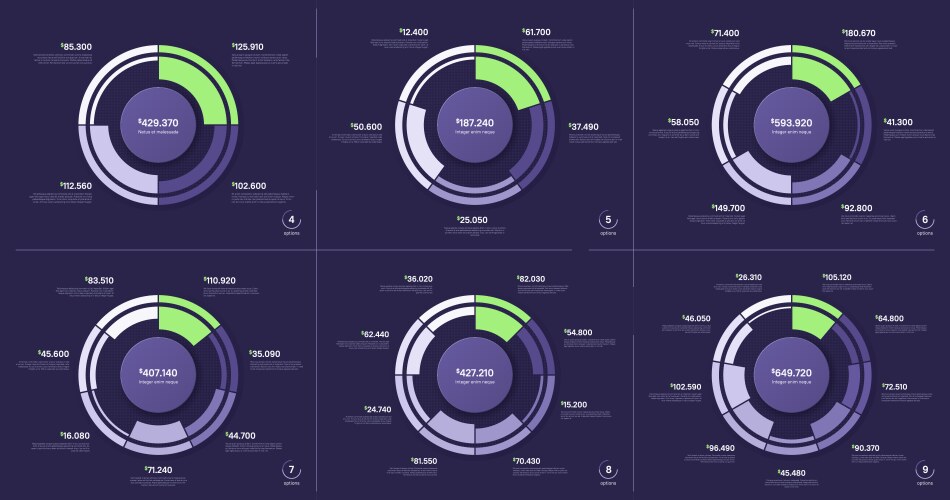 Set circle chart designs modern vector image