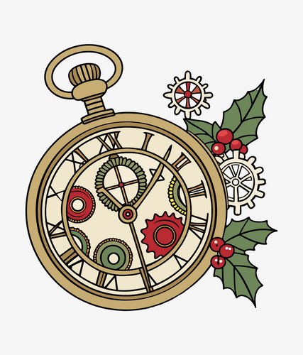 Steampunk Gold Clock with Rose Gears – Royalty-Free Vector | VectorStock