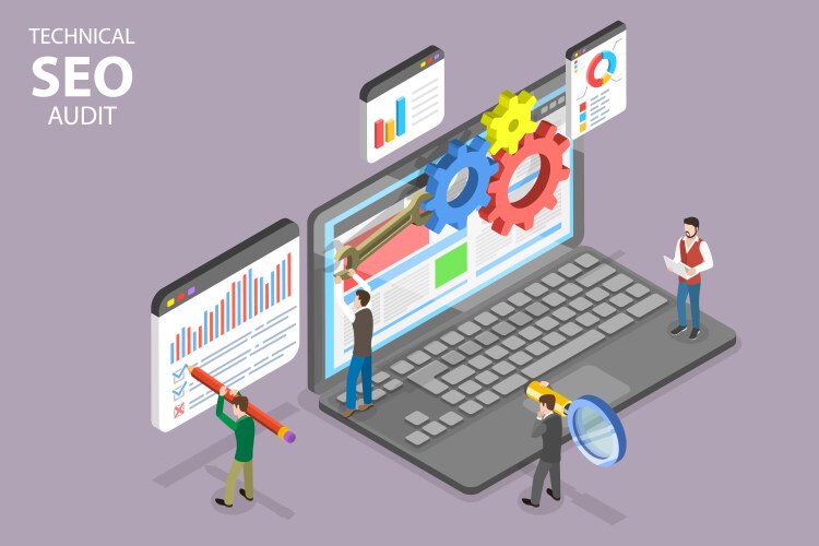 3d isometric flat concept link building Royalty Free Vector