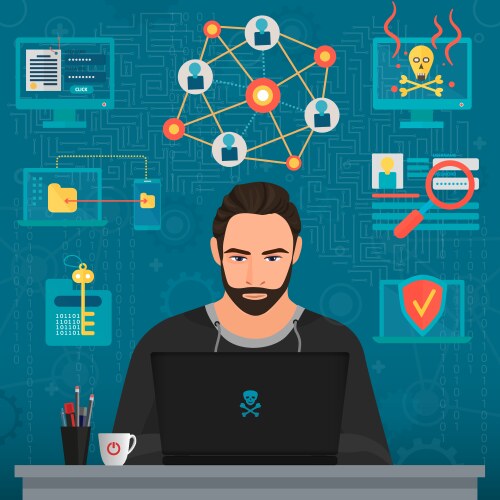 bearded coder hacker vector