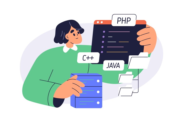 Coding programming back-end development concept vektorbild