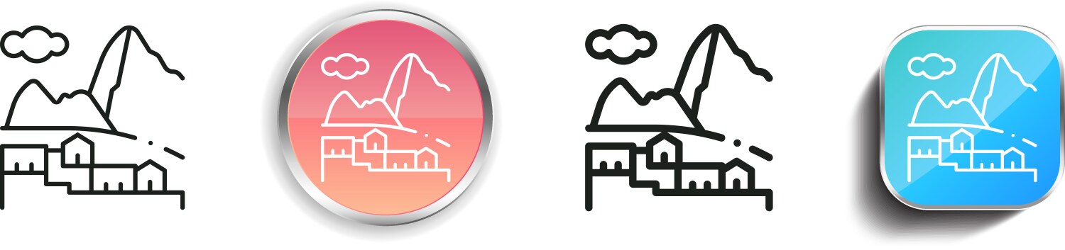 Machu picchu icon thin linear regular and button vector image