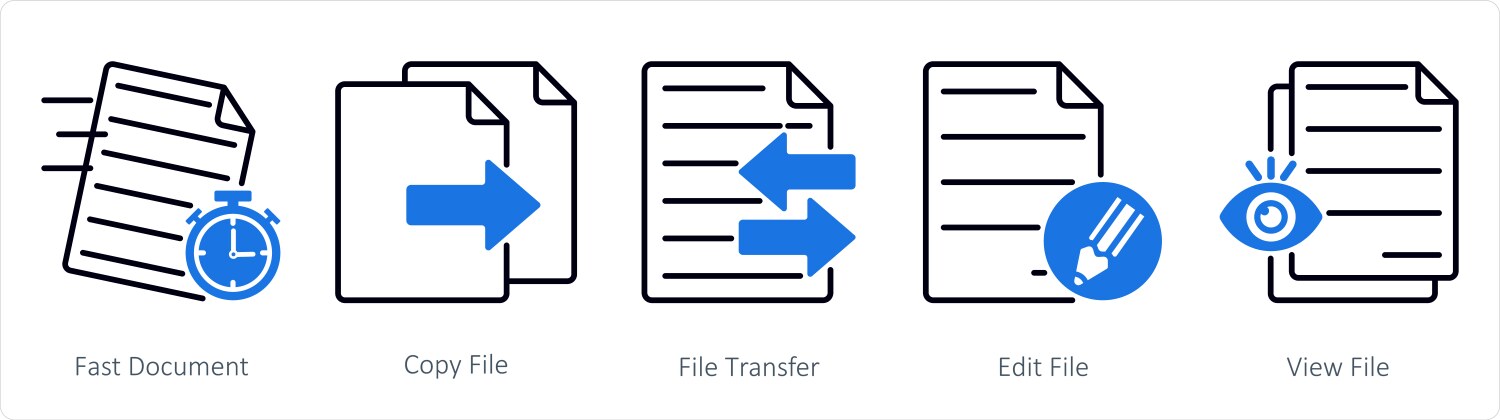 A set of 5 files icons as fast document copy file vector image